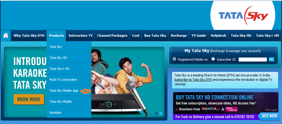 Tata sky mobile app on sale login