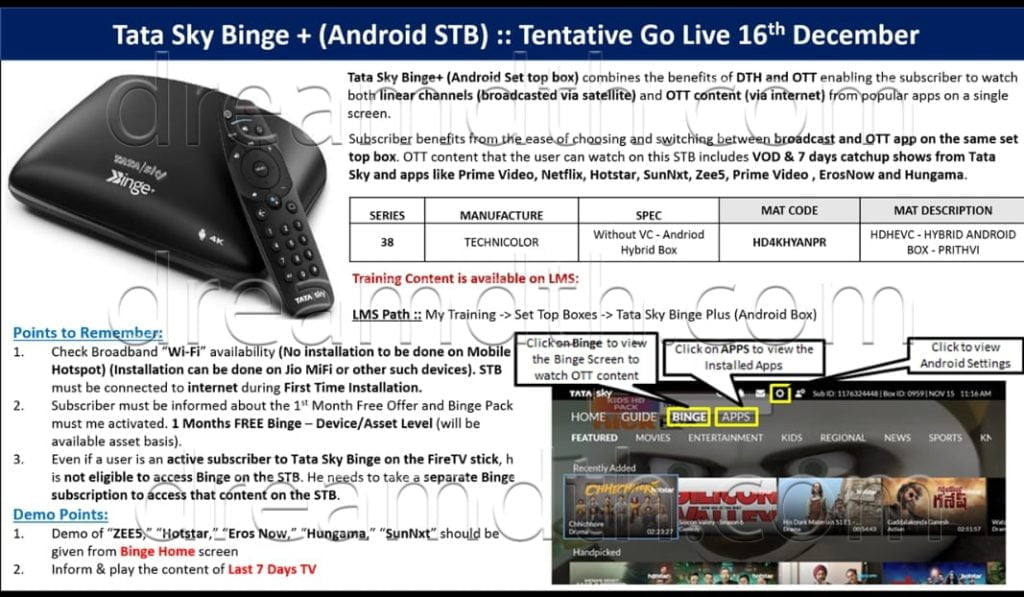 Tata Sky may launch Hybrid Android STB Binge+ on 16th December, Exclusive first look here