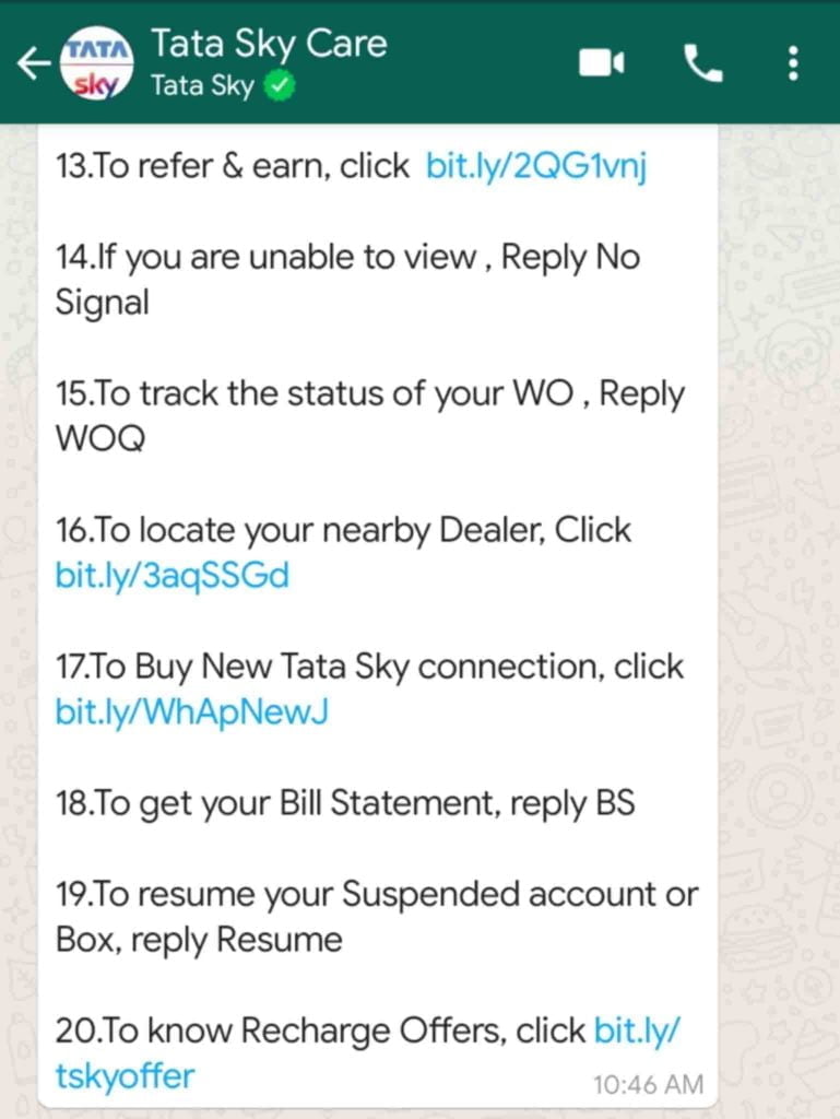 Tata sky whatsapp jan 2020