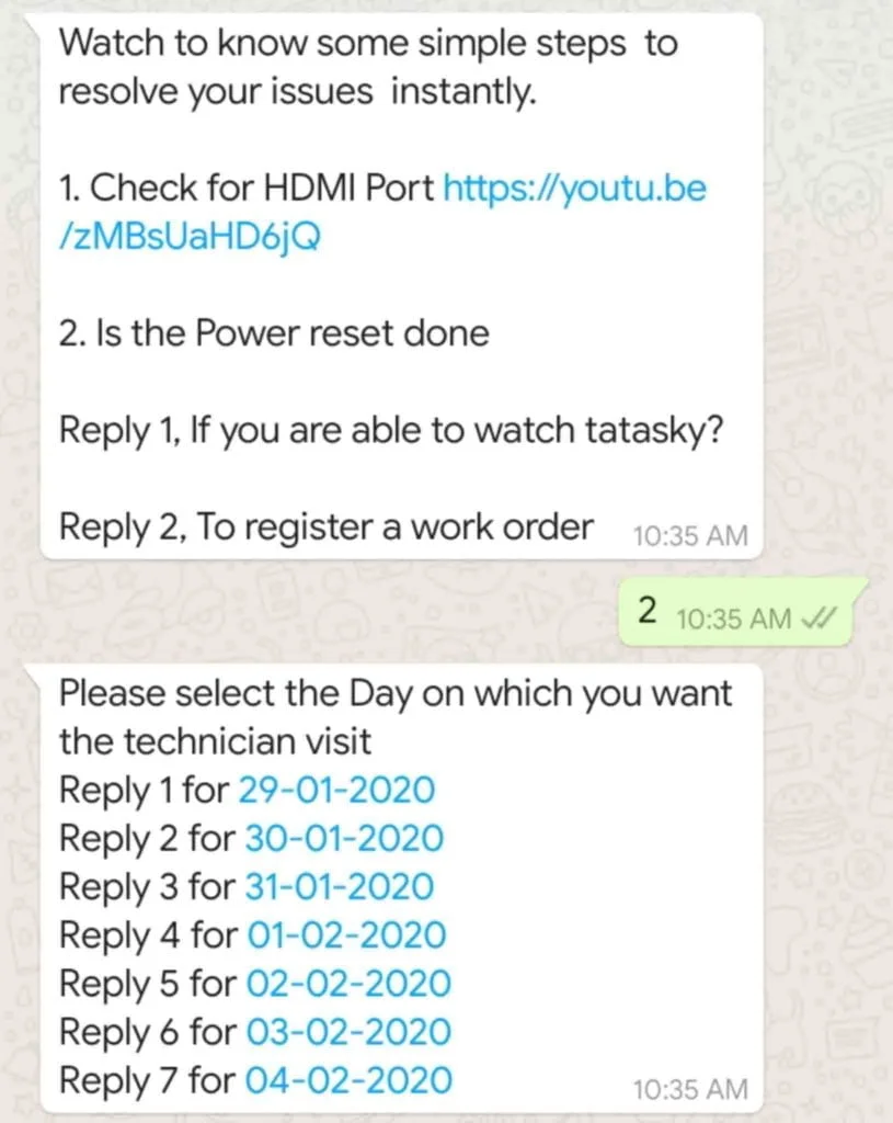 Tata Sky adds 8 new options to its WhatsApp service