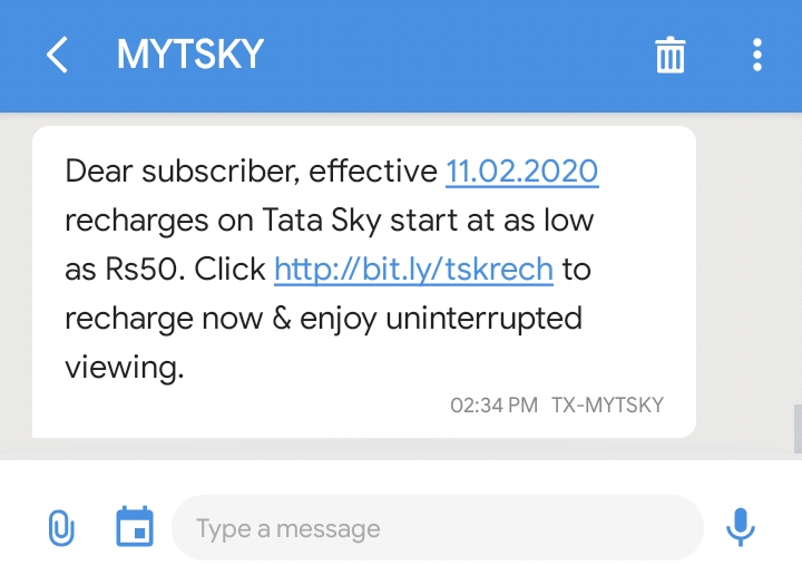 Tata sky minimum recharge hike