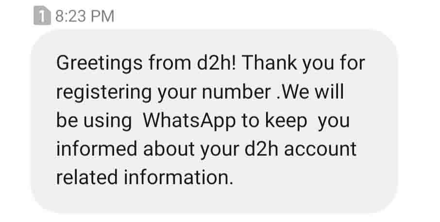 d2h to give updates via Whatsapp; launches Whatsapp Missed Service