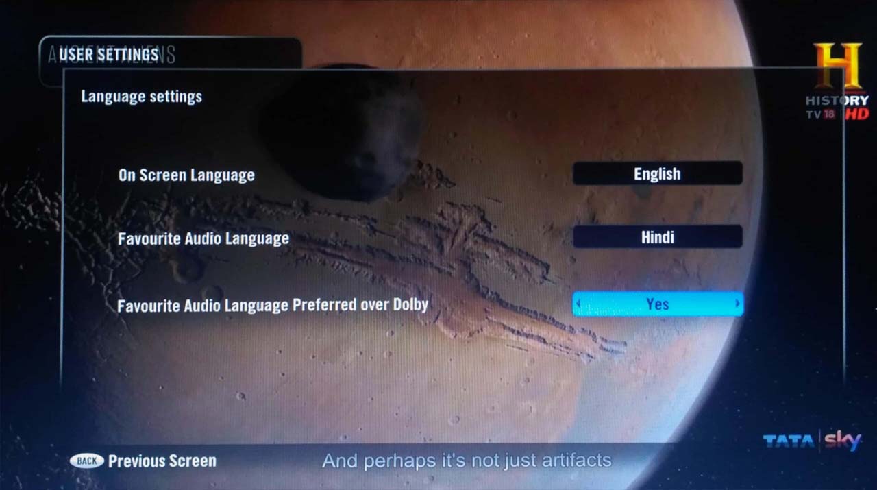 Tata Sky Language Settings
