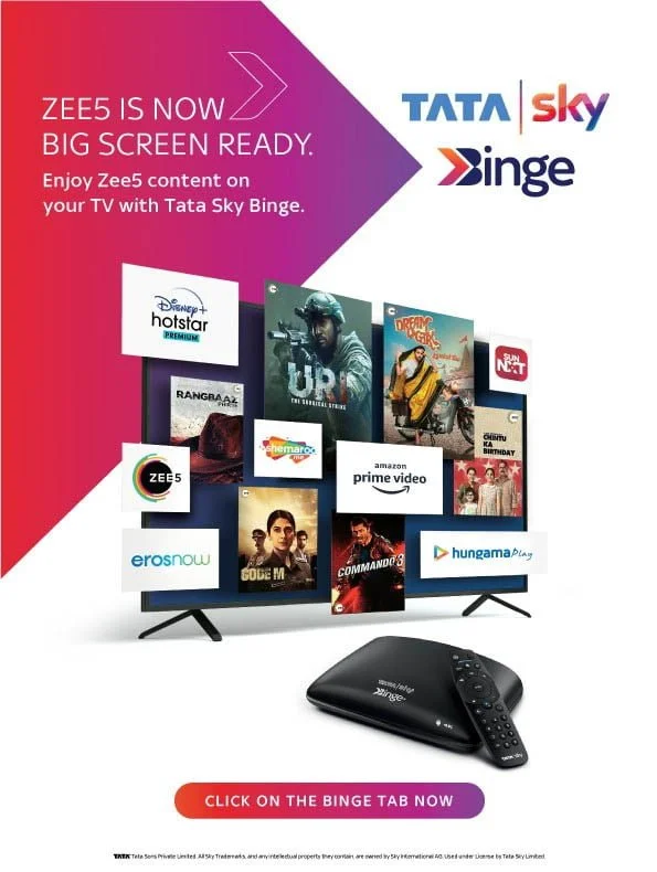 ZEE5 content now integrated within Binge tab on Tata Sky Binge 