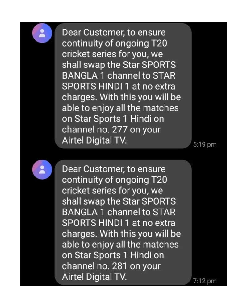 Airtel Digital TV swaps Star Sports 1 Bangla with Star Sports 1 Hindi in Bengali packs