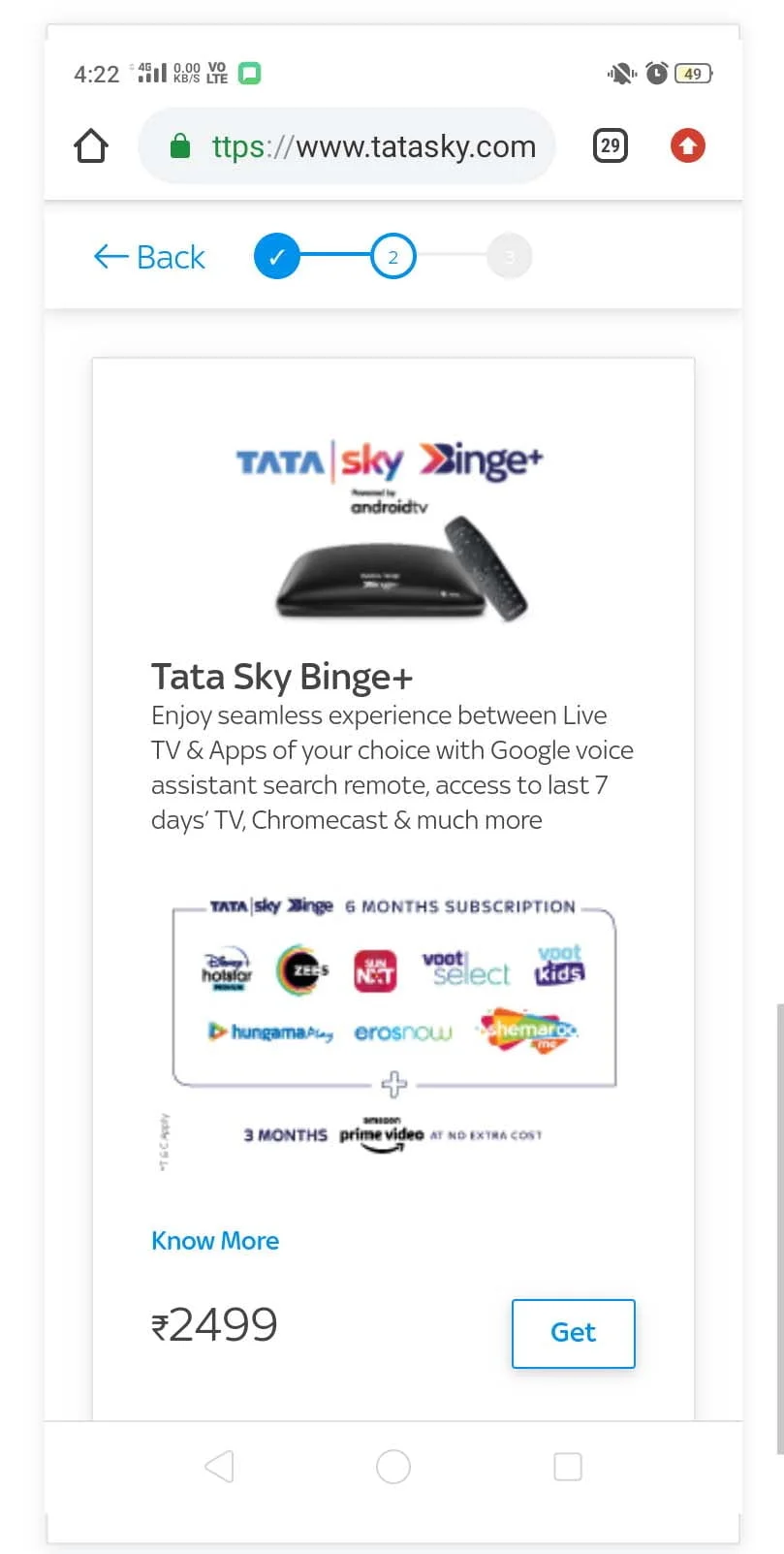 Tata Sky Binge Upgrade Rs 2499