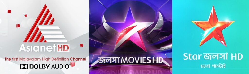 Logo of Asianet HD, Jalsha Movies HD and Star Jalsha HD