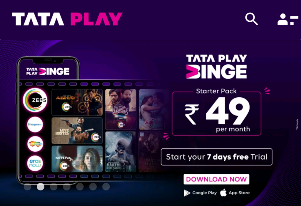 Tata Play Binge Starter banner