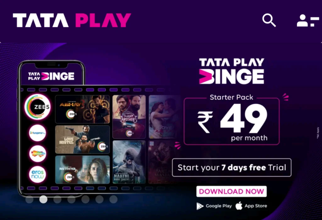 Tata Play Binge Starter banner