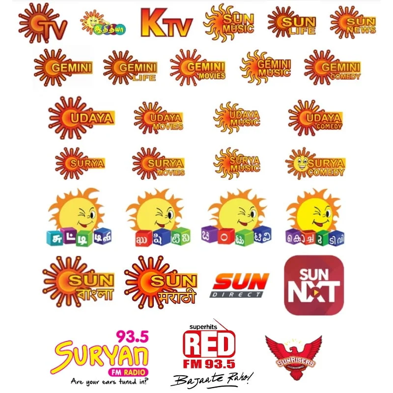 Sun Group Network Channels and Properties Logos