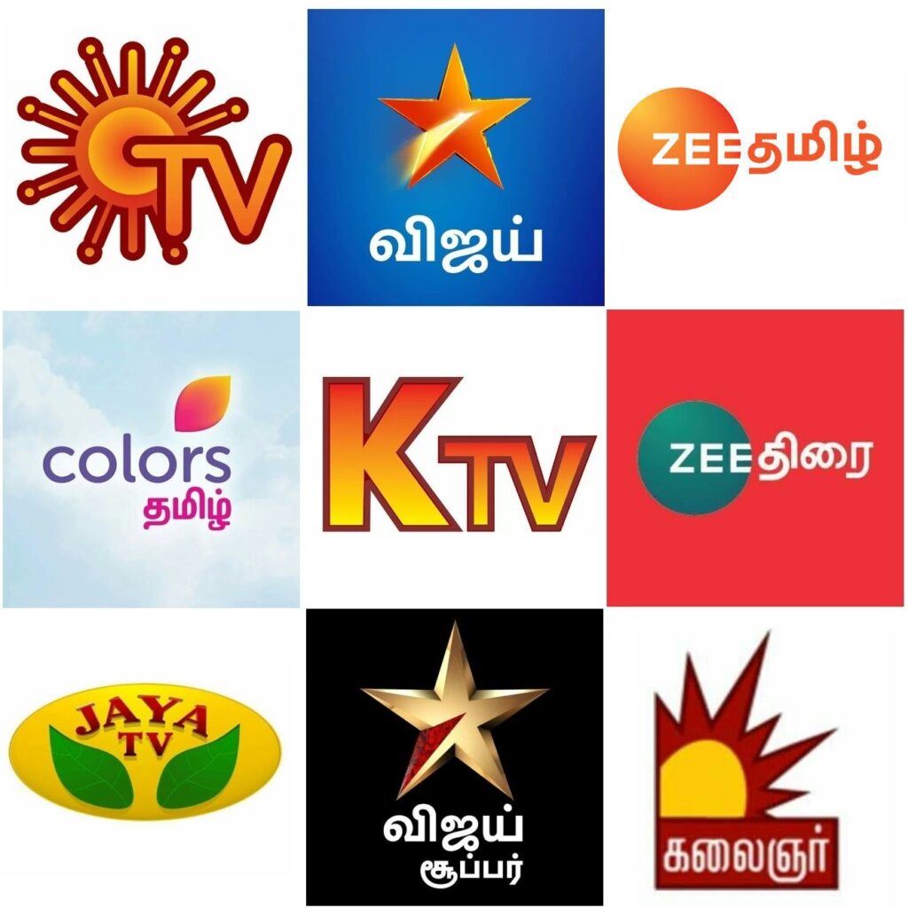 Tamil Channels from Sun Star Zee Viacom18 Jaya Kalaignar